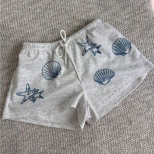 SHEIN Light Gray Coastal Print Offline Shorts